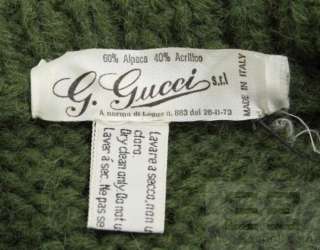 Gucci Olive Green Alpaca Cowl Neck Poncho Sweater  