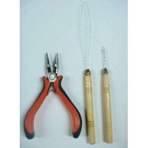   Feather Extensions Pliers, Micro Pulling Needle, and Loop Threader