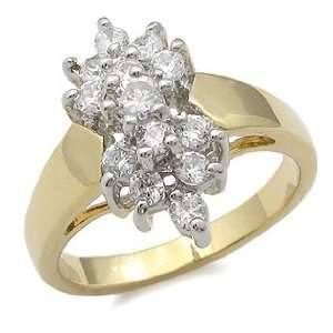  GOLD CZ RING   Elegant Cluster CZ Right Hand Ring Jewelry