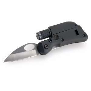  Knife With LED Flashlight and Signal Whistle, Black