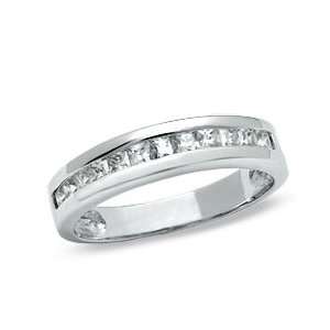 Cubic Zirconia Channel Set Wedding Band in Sterling Silver   Size 7 SS 