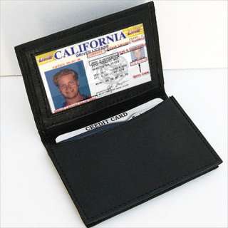BLACK LEATHER Window ID Credit Cards Thin Wallet  
