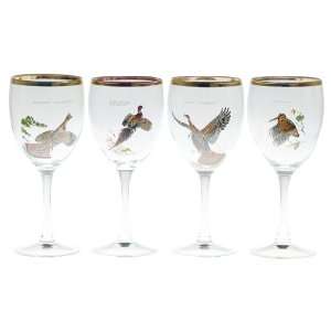 Culvers Ned Smith Upland Gamebirds 10 1/2 Ounce Wine Glass, Set of 4