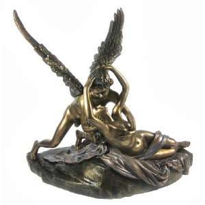   Large Eros And Psyche Bronze Finish Greek Statue Cupid