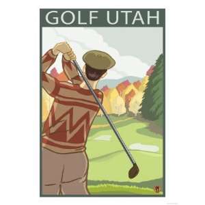  Golfer Scene   Utah Travel Premium Poster Print, 24x32 