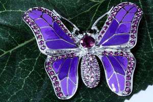 Butterfly w/ Swarovski Crystals Pin Brooch Clear, Blue  