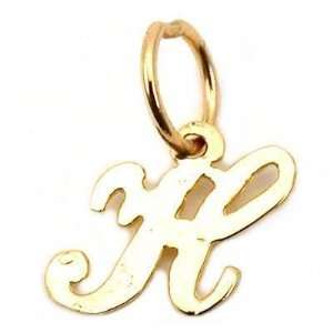  Cursive Letter H Charm 14k Gold 9mm Jewelry