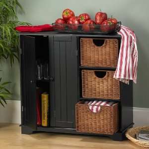  Cute Country Chic Black Storage Sideboard with Baskets 