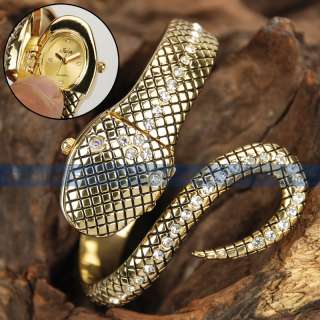 Fashion Crystal Snake Bangle/Bracelet Hidden Face Lady Jewelry Party 