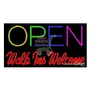 Open Walk Ins Welcome LED Business Sign 17 Tall x 32 Wide x 1 Deep