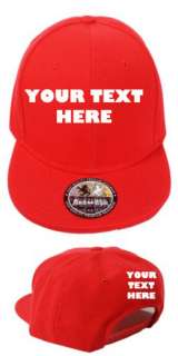 RED SNAP BACK CLOSURE FLAT BILL CUSTOM EMBROIDERED HAT CAP 2 SIDES 