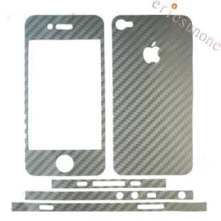 Silver Carbon Fiber Sticker Cover Full Body for iPhone4  