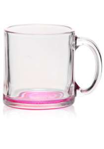 Personalized Engraved GLASS COFFEE TEA MUG      PINK  