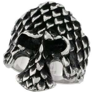   Surgical Steel 1 3/16 ( 30 mm ) Gothic Scaly Skull Ring 12 Jewelry