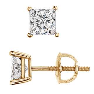Ct Princess Cut Diamond Stud Earrings Platinum I, VS1  