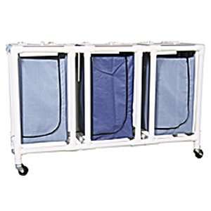 PVC Zip Front Triple Hampers   Triple Hamper   Small   With Mesh Bags 