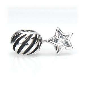  Moress Clear CZ Falling Star Dangle Charm, Made with Swarovski Gems 