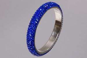 Thin Cobalt Blue Bracelet bangle w/Swarovski Crystals  