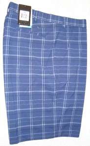 419) Nike Golf Mens Flat Front Plaid Stripe Shorts 36  