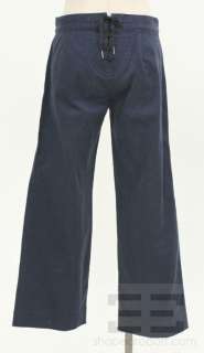   Cotton Wide Leg & Silver Button Sailor Front Cropped Pants Sz 2  