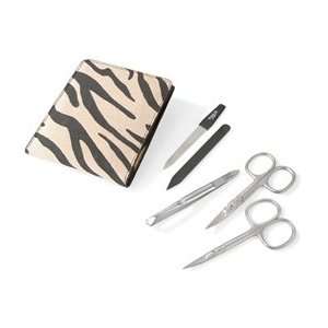  Zebra Stainless Steel Manicure Set in Suede Case. Made in 