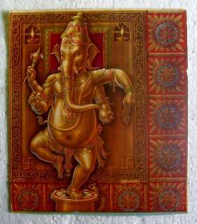 1980s Vintage Hindu Print Deity Ganesha Dancing#pd56  