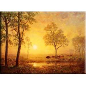 Sunset on the Mountain 16x12 Streched Canvas Art by Bierstadt, Albert