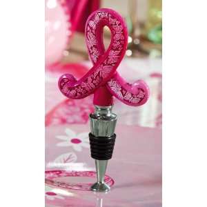  Wine Stopper, Pink Ribbon Floral