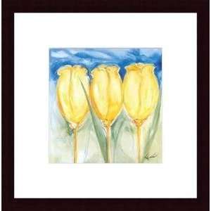   Print   3 Yellow Tulips   Artist Alfred A. Gockel  Poster Size 9 X 9