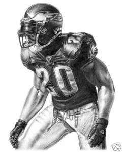 BRIAN DAWKINS POSTER LITHOGRAPH PRINT IN EAGLES JERSEY  