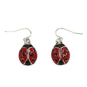    Silver Plated Red Lady Bug Dangle Earrings Fashion Jewelry Jewelry