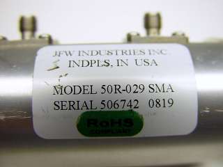 JFW Industries 50R 029 SMA Single Rotary Attenuator 0 70dB 10dB steps 