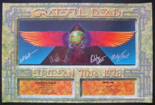 Grateful Dead Egypt 78 Poster Autographed by 4 PSA DNA  