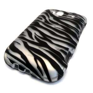  HTC Wildfire S Silver Black Zebra Design HARD RUBBERIZED 