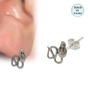  Sterling Silver Long Tail Mouse Stud Earrings Jewelry