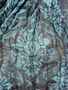 CA74FS Rose Wrinkle Cotton Scarf  Turquoise  