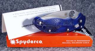 Spyderco C101PBL2 CTS BD1 New Knife Pocket Folder Translucent Blue New 