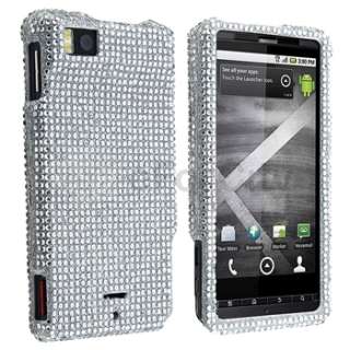 new generic snap on case for motorola droid x mb810 silver diamond 