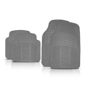 Car Floor Mats Ultra Premium 100% Rubber Classic Design Gray 4 Piece 