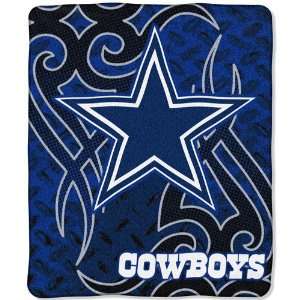 Dallas Cowboys NFL Royal Plush Raschel Blanket (Tattoo Series) (50 
