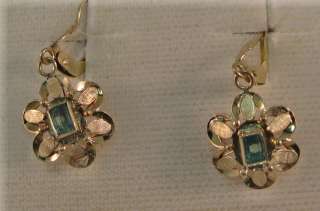 PAIR OF 14KT GOLD EMERALD EARRINGS  