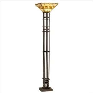 Mission Metal Grid Tiffany Style Torchiere Floor Lamp 