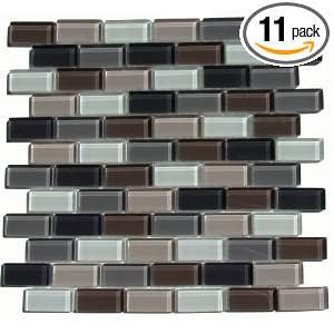   Glass Tile, 1 by 2 Inch Tile on a 12 by 12 Inch Mosaic Mesh, Autumn