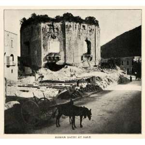  1910 Print Naples Ancient Roman Bath Horse Cart Ruins Italy 
