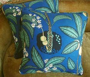   Frank Brunschwig Fils Designer Fabric Custom Throw Pillows Blue  