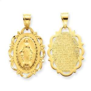  14k Blessed Mother with Hail Mary Prayer Pendant Jewelry
