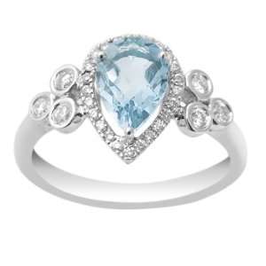 10k White Gold Aquamarine and Diamond Ring (1/5 cttw, H I Color, I1 I2 
