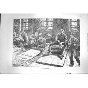  1871 Antique Print Blind Basket Makers Industry