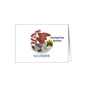 Illinois   City of Rockford   Flag   Souvenir Card Card 