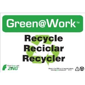   Recycle Symbol, 10 Width x 7 Length, Recycled Plastic, Black/White